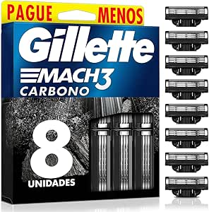 refils-para-barbear-gillette-mach3-carbono-carga-para-aparelho-de-barbear-com-carvao-ativado-8-uds - Imagem