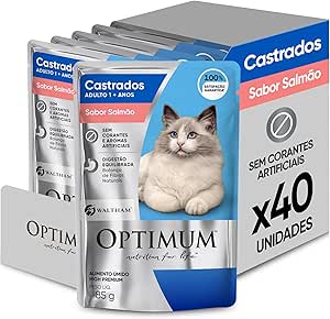 pack-racao-umida-optimum-sache-para-gatos-adultos-castrados-sabor-salmao-85g-40-unidadaes - Imagem