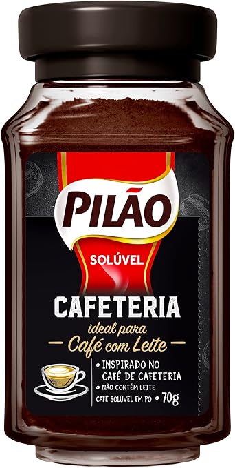 Café Solúvel Em Pó Pilão Cafeteria Vidro 70g
