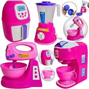 Kit Cozinha Brinquedo Infantil 8pçs Eletrodomésticos Potes