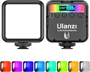 ulanzi-luzes-de-video-vl49-rgb-luz-de-camera-led-360-iluminacao-portatil-colorida-para-fotografia-com-3-sapatos-frios-2000-mah-cri-recarregavel-95-2500-9000k-lampada-de-painel - Imagem