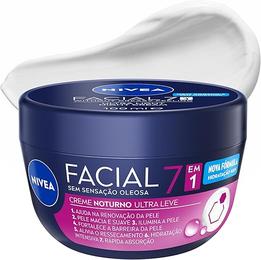 NIVEA Creme Facial Noturno Ultraleve 7 em 1 100g, Renovação da Pele, Hidratação 48h, Pró-Vitamina B5, Cuidado Facial Noturno