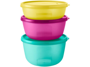 conjunto-de-tigelas-de-plastico-3-pecas-tupperware-visual-colors - Imagem