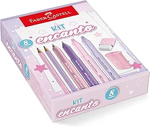 kit-encanto-faber-castell-com-produtos-rosa-e-roxo-em-tons-pastel-edicao-limitada - Imagem