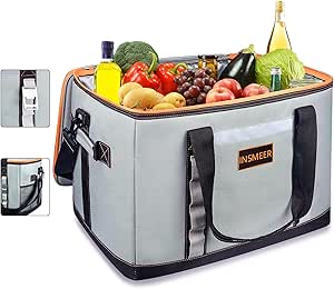 INSMEER Bolsa Térmica 48L Grande, Impermeável, Cooler para Marmita, Caixa Térmica com Alça Desmontável - Ideal para Praia, Acampamento