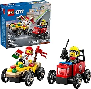 lego-city-great-vehicles-pack-de-carros-de-corrida-pizza-vs-caminhao-dos-bombeiros-60458 - Imagem