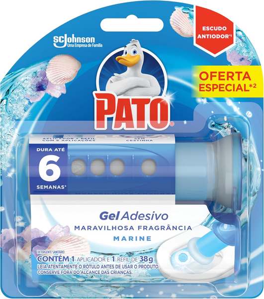 desodorizador-sanitario-pato-gel-adesivo-citrus-aplicador-e-refil-6-discos - Imagem