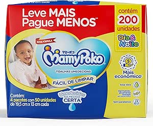 MamyPoko Lenços Umedecidos Dia&amp;Noite 200 Unidades