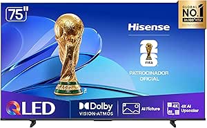 Hisense Smart TV 4K 75" Polegadas 75Q6QV QLED com Dolby Vision, HDR10+, HLG, Filmmaker Mode, Dolby Gaming, Dolby Atmos, Compatibilidade Alexa e Google