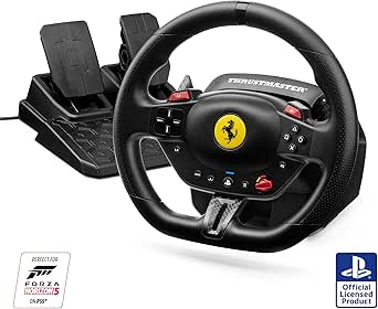 Thrustmaster T98 Ferrari 296 GTB Racing Wheel & Pedals – Official Ferrari Licensed Wheel for PS5, PS4 & PC – Bungee Cord Technology – Manettino Dial with 3 Driving Profiles – Black [video game] (110V, Volts)