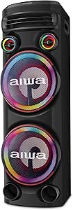 [Regional] Aiwa Aws-t2w-02 Torre De Som Bluetooth Preto 2300w Rms Com Rgb Led E Dupla Luz Strobo