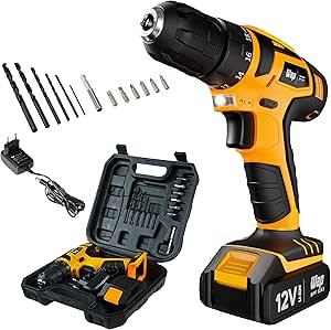 parafusadeira-e-furadeira-a-bateria-li-ion-12v-wap-bpf-12k3-carregador-bivolt-parafusadeira-furadeira-sem-fio-com-maleta-e-kit-de-13-acessorios - Imagem