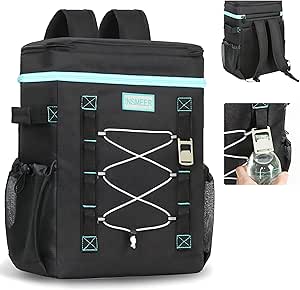 insmeer-mochila-termica-50-latas-bolsa-termica-isotermico-grande-caixa-termca-cooler-sacola-para-acampamento-mochila-para-feminina-masculino-praia-preta - Imagem