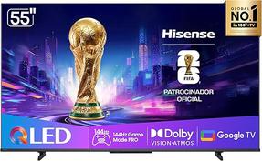 Hisense Smart TV UHD 4K QLED 55" Polegadas 55Q7QG Google TV Modo Jogo Pro 144 Hz, AMD FreeSync Premium, Dolby Vision Atmos e Compatível com Alexa