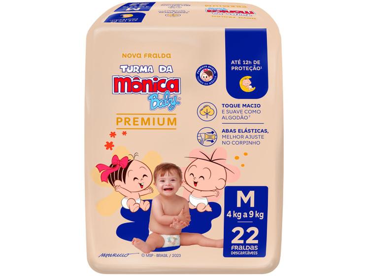 fralda-turma-da-monica-baby-premium-jumbo-tam-m-4-a-9kg-22-unidades - Imagem
