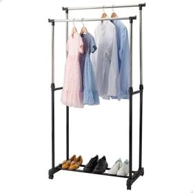 cabideiro-arara-de-roupas-multiuso-com-sapateiro-aco-prateleira-com-rodinhas-kontuz-home - Imagem