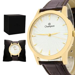relogio-masculino-champion-analogico-aco-inoxidavel-dourado-pulseira-couro-mostrador-branco-original-resistente-a-agua-1-ano-de-garantia-cn20588s - Imagem
