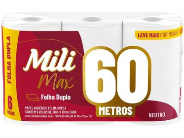 papel-higienico-folha-dupla-mili-max-6-rolos-60m - Imagem