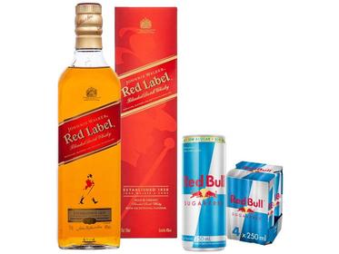 kit-whisky-johnnie-walker-red-label-escoces-750ml-energetico-red-bull-zero-250ml-4-unidades - Imagem