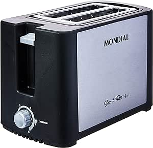 Torradeira Smart Toast Mondial T-13 Com 6 Opções De Tostagem – Preto/inox - 110v