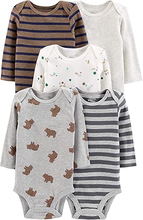 body-pacote-com-5-bodies-de-manga-comprida-simple-joys-by-carters-unisex-bebe - Imagem