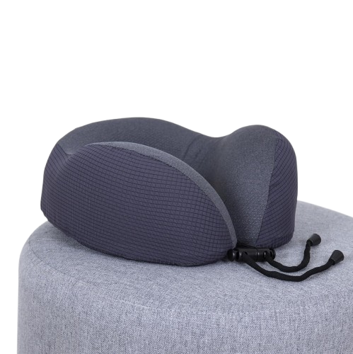 travesseiro-de-viagem-off-night-cinza-i-wanna-sleep-suporte-ergonomico-memory-foam-compacto-portatil-e-versatil-ideal-para-viagens-de-aviao-carro-e-onibus - Imagem