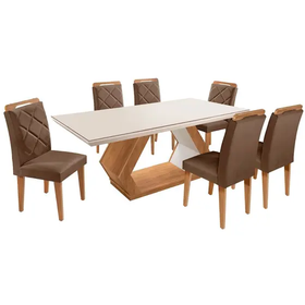 mesa-alvorada-180-tp-mdf-vidro-canto-reto-6-cadeiras-rufato - Imagem