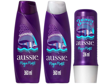 shampoo-e-condicionador-aussie-mega-moist-oleo-de-jojoba-e-alga-marinha-360ml-3-minutos-milagrosos - Imagem