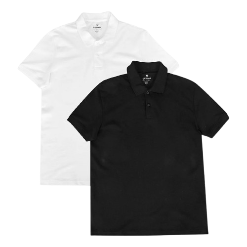 Kit Camisa Polo Hering C/ 2 Peças Masculina - Preto+Branco