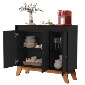 Buffet Cancun 3 Portas Aparador Balcão Cantinho Do Café Para Sala De Estar (Branco)