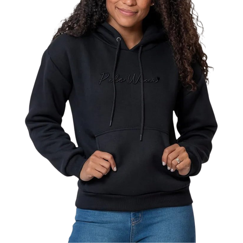 blusa-feminina-moletom-logo-bordado-polo-wear-preto - Imagem