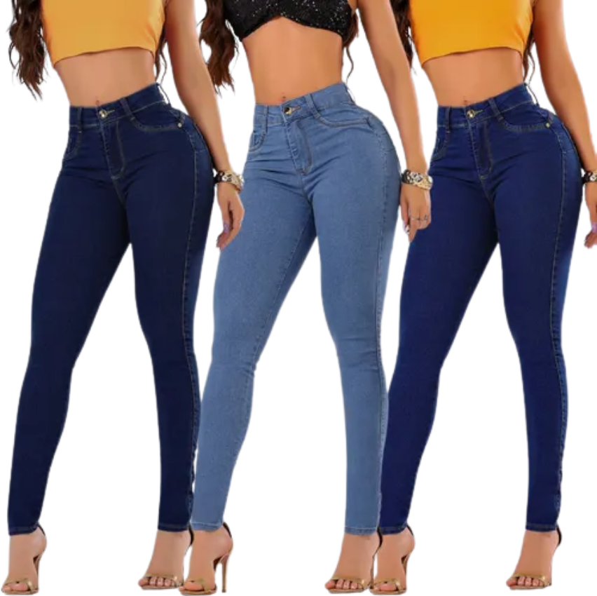 kit-3-calcas-jeans-skinny-tradicional-trabalho-cintura-alta - Imagem