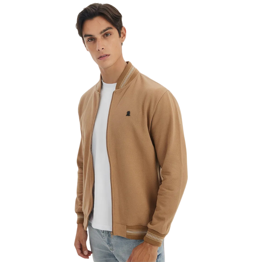 jaqueta-masculina-moletom-gola-alta-polo-wear-marrom-claro - Imagem