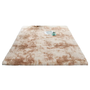 tapete-felpudo-100x150-peludo-macio-shaggy-sala-quarto-leve-lava-facil-bege-mesclado-casa-laura-enxovais - Imagem