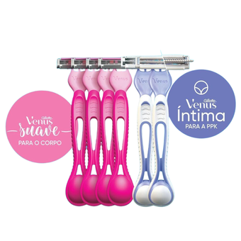 1-kit-gillette-venus-suave-aparelho-de-depilacao-descartavel-4-uds-gillette-venus-intima-aparelho-de-depilacao-2-uds - Imagem
