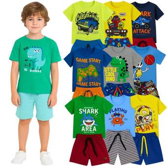 Kit 6 Peças Infantil Verão Menino 3 Camisetas + 3 Bermudas
