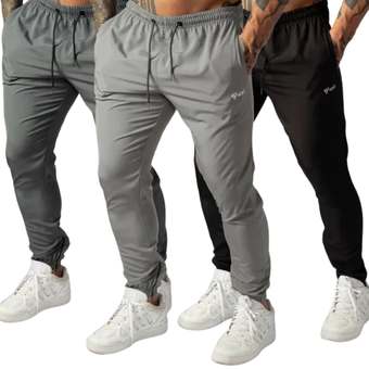 Kit 3 Calças Jogger Masculinas De Tactel Com Elastano Ziper