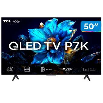 Smart TV 50" TCL 4K UHD QLED 50P7K Google TV AiPQ Google Assistente 3 HDMI