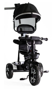 replay-kids-triciclo-infantil-bebe-waygo-com-pedal-puxador-2-em-1-frente-ou-costas-cinto-3-pontos-capota-porta-copos-objetos-e-bolsa-ate-25kgs-cinza - Imagem