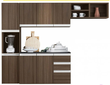 cozinha-completa-poliman-moveis-laura-com-balcao-8-portas-2-gavetas - Imagem