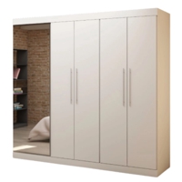 guarda-roupas-casal-com-espelho-e-sapateira-magnifico-5-portas-gelius-branco - Imagem