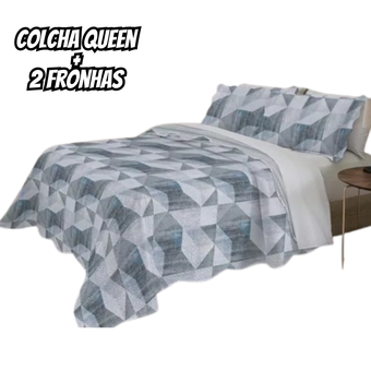 colcha-queen-cobre-leito-casal-matelado-camesa-2-fronhas - Imagem