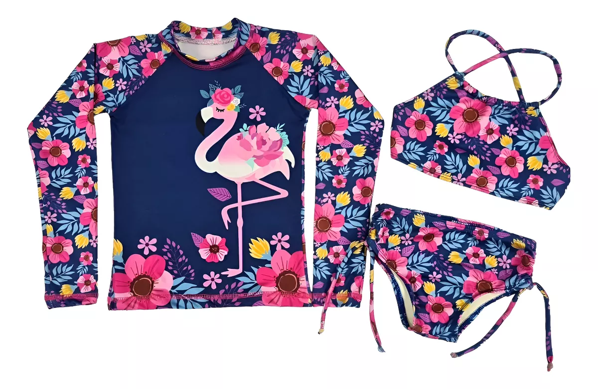 kit-3-peca-blusa-pro-uv-50-biquini-top-infantil-juvenil - Imagem