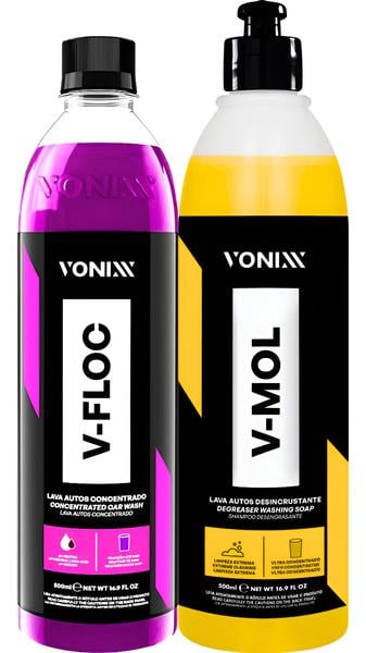 Kit Shampoo Automotivo Vonixx Vfloc E Vmol 500ml Limpeza Pesada E Brilho Seguro