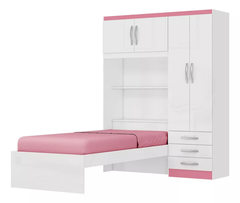Guarda Roupa Infantil Menina Com Cama 4 Portas 3 Gavetas Espresso Móveis Branco/pink