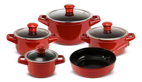 conjunto-panelas-ceramica-duo-smart-5-pcs-pomodoro-ceraflame-cor-vermelho - Imagem