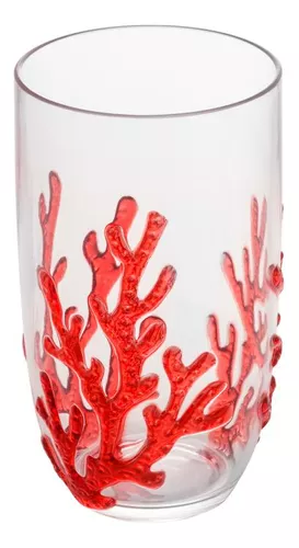 6-copos-altos-wolff-coral-de-acrilico-vermelho - Imagem