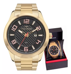 relogio-technos-masculino-dourado-preto-com-calendario - Imagem