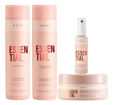 Kit Braé Essential Shampoo + Condicionador + Máscara + Fluido