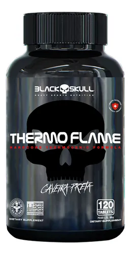 Termogênico em cápsula Black Skull Thermoflame em pote de 96g 120 caps Sem sabor